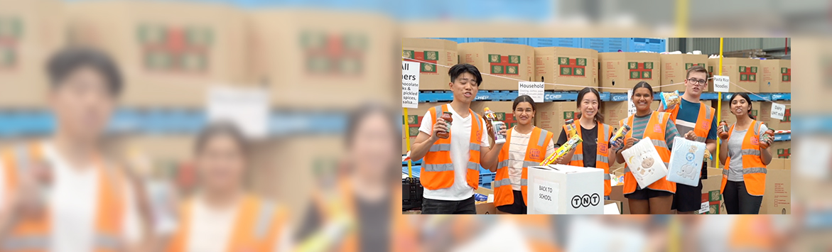 Foodbank volunteers smiling