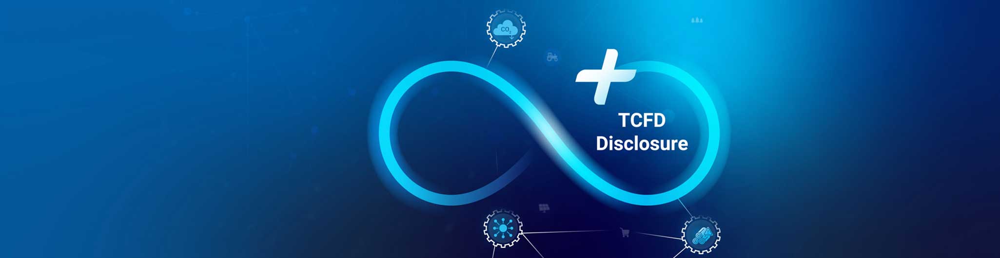 2021 TCFD Disclosure The words, 'Connecting people with life's essentials, every day' surrounded by four different coloured rings accompanied by supply chain icons, over a navy gradient background.