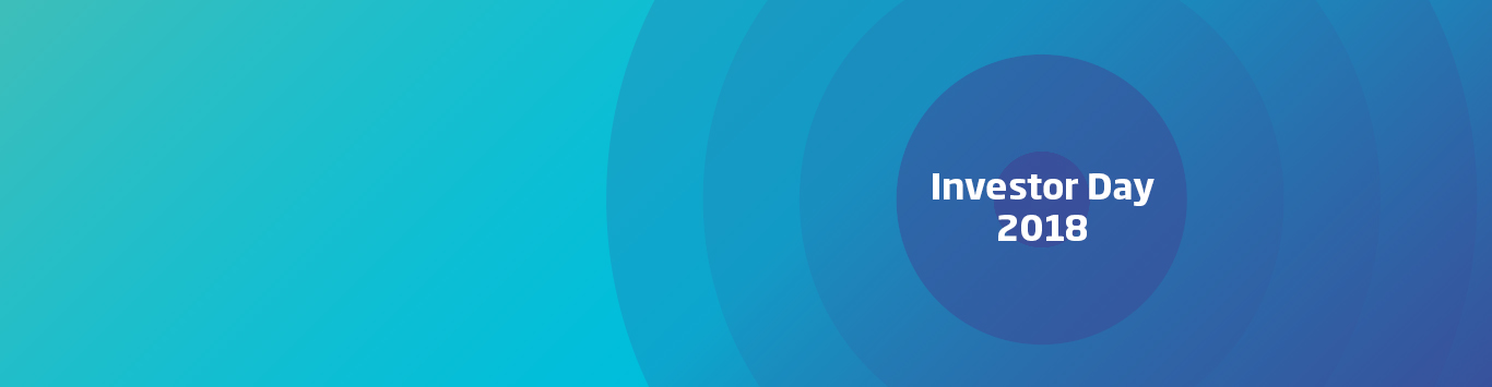 Investor Day 2018 The words 'Investor Day 2018' overlayed on top of a blue gradient background