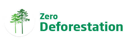 An image of the 'Zero Deforestation' logo. This text is featured in green beside a tree icon.