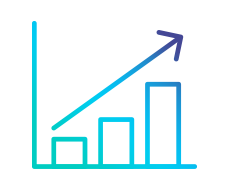 An image of a outline bar graph icon with value increasing